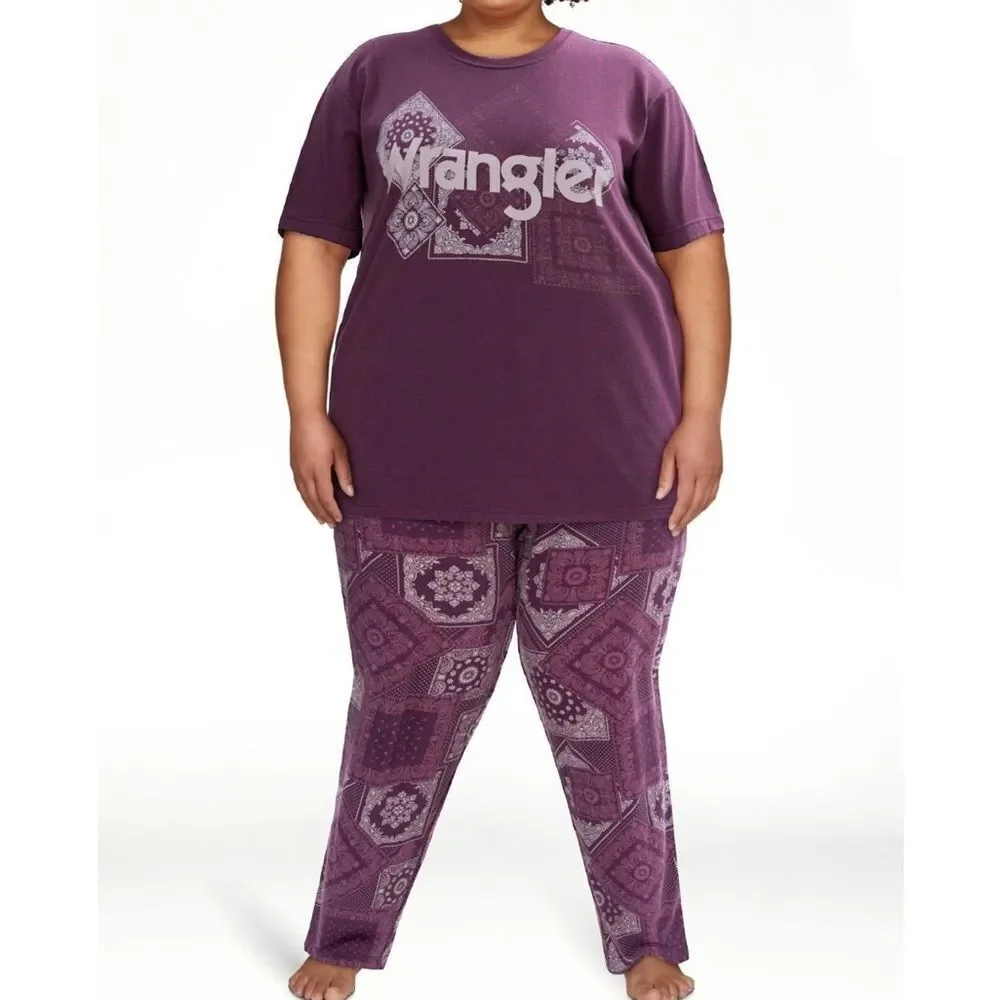 Wrangler Short Sleeve Sleep/Loungewear Amaranth Purple Paisley 4X NWT